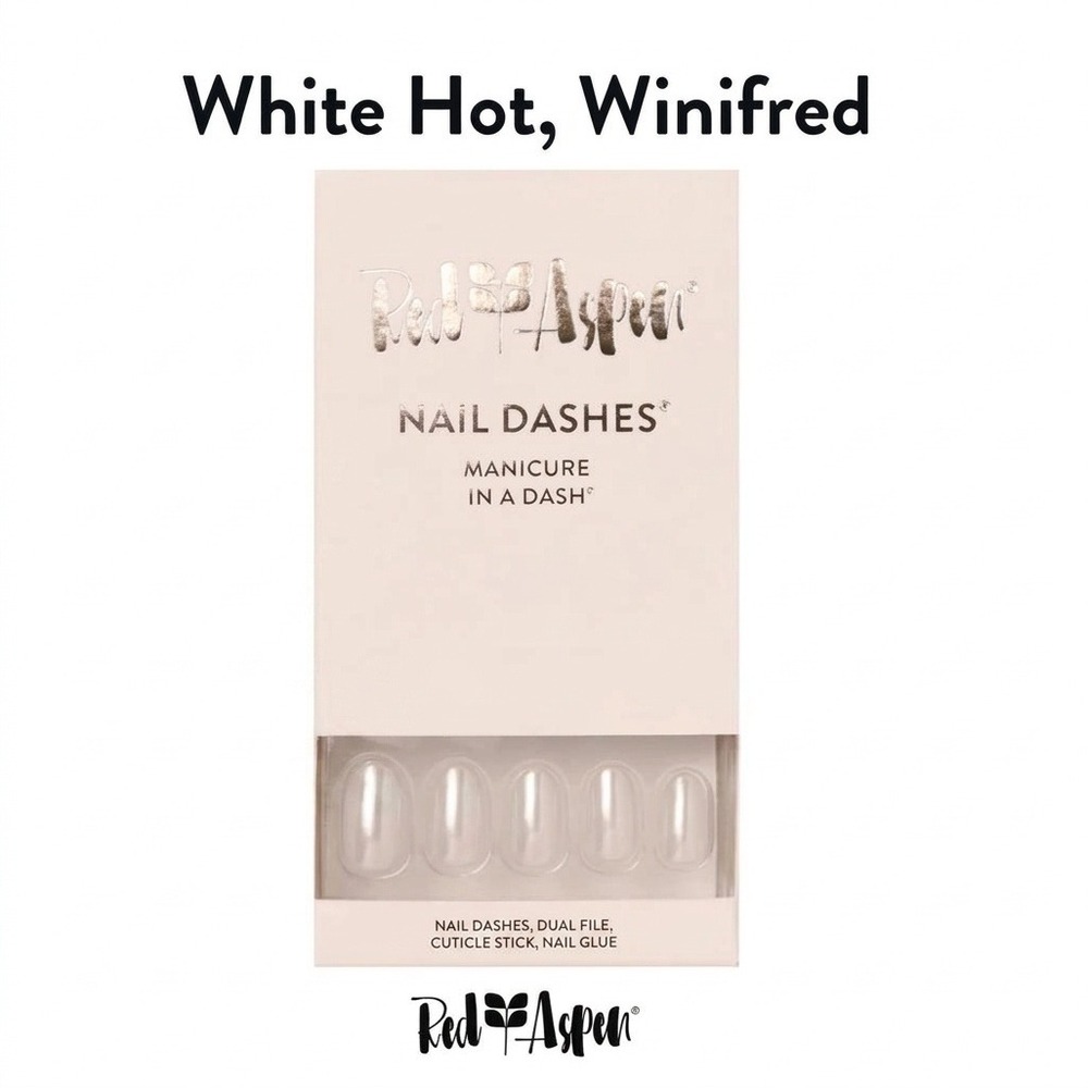 Red Aspen Nail Dashes White Hot Winifred Iridescent White Press On Nails Rare